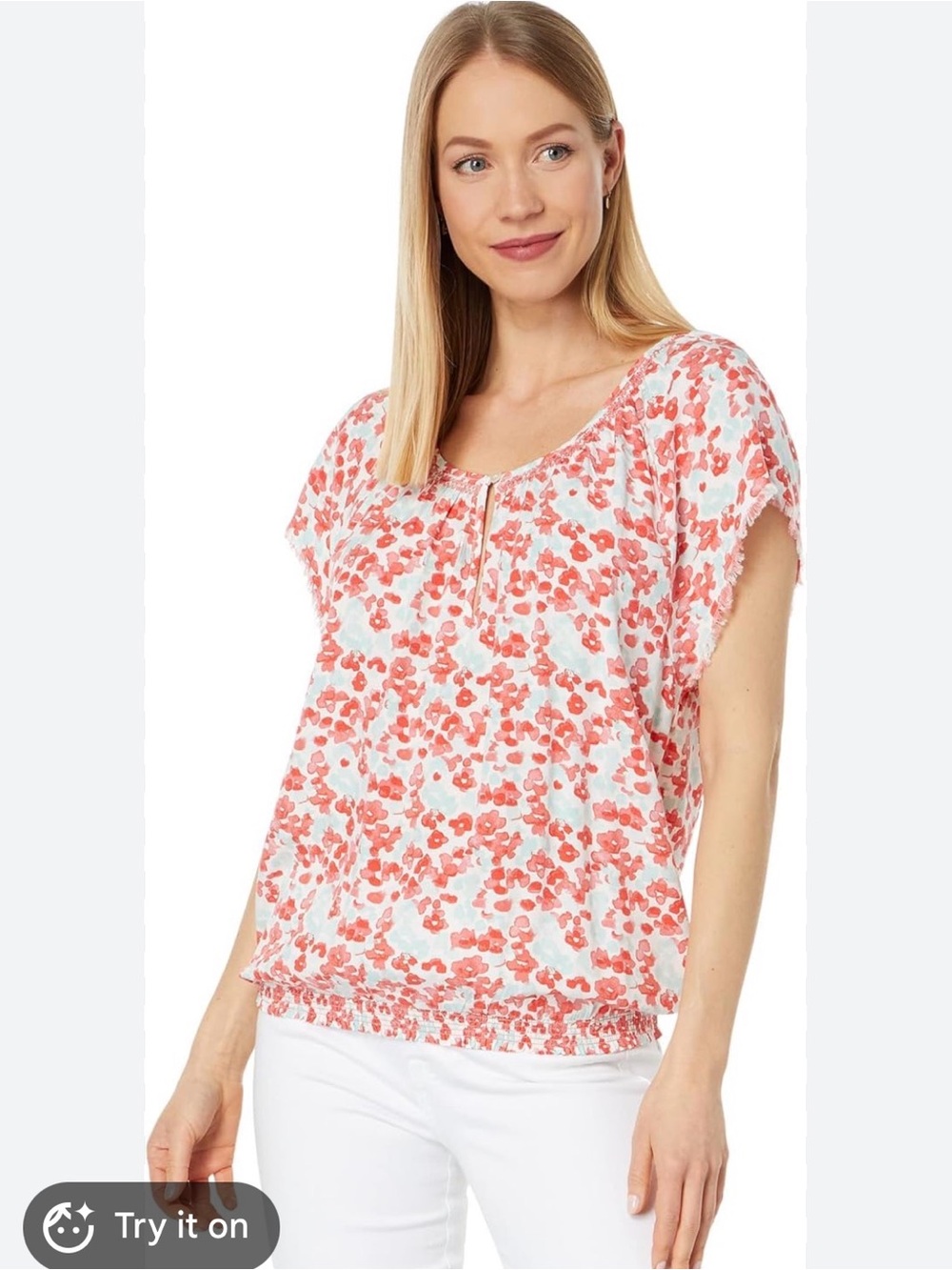 Carve Design Lily Top Grapefruit Size Small Summer Cool Preppy Floral Cap Sleeve